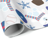 Papier Cadeau Motif de baseball d'hiver (Coin rond)