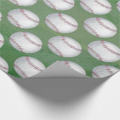 Papier Cadeau Motif de baseball sur fond vert (Coin)