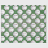 Papier Cadeau Motif de baseball sur fond vert (Plat)