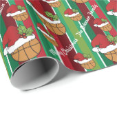 Papier Cadeau Motif de basketball de Noël (Coin rond)