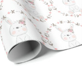 Papier Cadeau Motif de bébé lapin Baby Shower (Coin rond)
