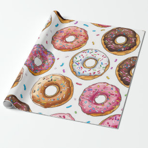 Papier Cadeau Motif de beigne doux et coloré