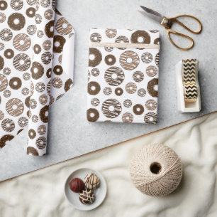Papier Cadeau Motif de beignes, beignets de chocolat, beignets d