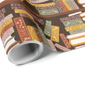 Papier Cadeau Motif de bibliothèque (Coin rond)