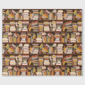 Papier Cadeau Motif de bibliothèque (Plat)