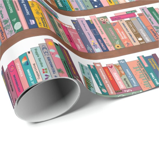 Papier Cadeau Motif de bibliothèque élégant (Coin rond)