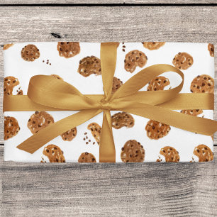 Papier Cadeau Motif de biscuits au chocolat d'aquarelle