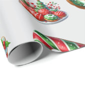 Papier Cadeau Motif de biscuits de Noël (Coin rond)