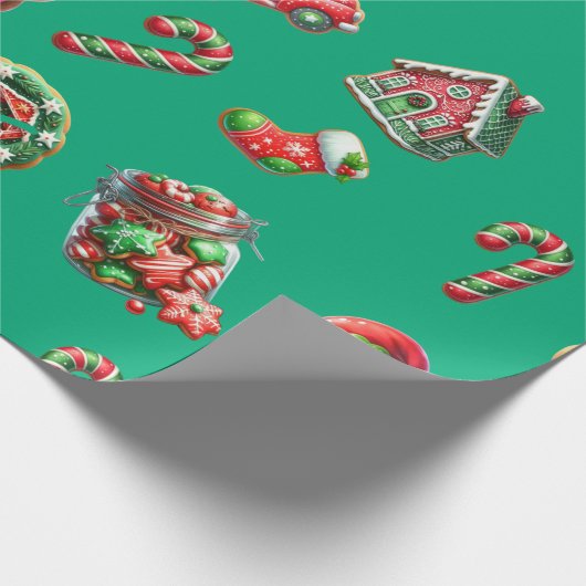 Papier Cadeau Motif de biscuits de Noël (Coin)