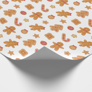 Papier Cadeau Motif de biscuits de Noël en pain d'épices mignon