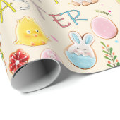 Papier Cadeau Motif de biscuits de Pâques (Coin rond)