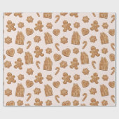 Papier Cadeau Motif de biscuits en pain d'épices Noël Fêtes de f (Plat)