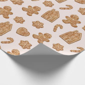 Papier Cadeau Motif de biscuits en pain d'épices Noël Fêtes de f (Coin)