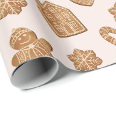 Papier Cadeau Motif de biscuits en pain d'épices Noël Fêtes de f (Coin rond)