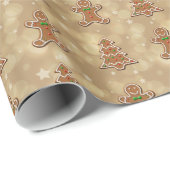 Papier Cadeau Motif de biscuits en pain d'épices - Papier d'enve (Coin rond)