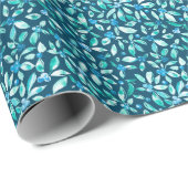 Papier Cadeau Motif de bleuet aquarelle (Coin rond)