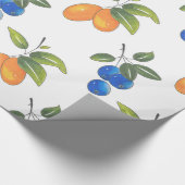 Papier Cadeau Motif de bleuets à main et de kumquats (Coin)