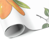 Papier Cadeau Motif de bleuets à main et de kumquats (Coin rond)