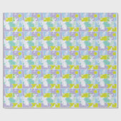 Papier Cadeau Motif de bloc couleur vache et poulet (Plat)