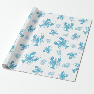 Papier Cadeau Motif de bloc imprimé nautique de homard rustique
