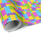 Papier Cadeau Motif de blocs de construction en plastique (Coin rond)