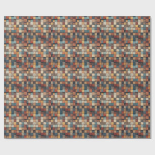 Papier Cadeau Motif de blocs en bois colorés rustiques