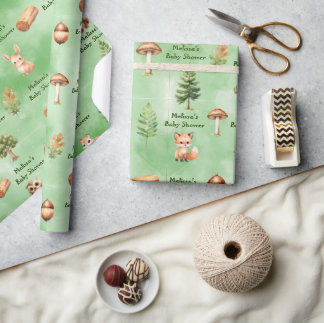 Papier Cadeau Motif de bois bébé garçon douche garçon