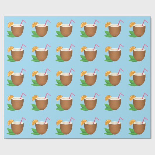 Papier Cadeau Motif de boisson à la noix de coco tropicale (Plat)