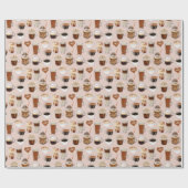 Papier Cadeau Motif de boissons et de desserts de café (Plat)