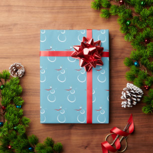 Papier Cadeau Motif de bonhomme de neige mignon cyan d'hiver