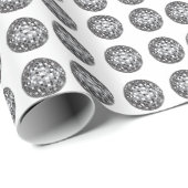 Papier Cadeau Motif de boule Disco Argent (Coin rond)