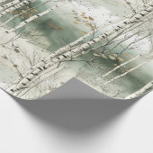 Papier Cadeau Motif de bouleaux d'aquarelle (Coin)