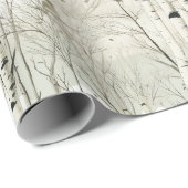 Papier Cadeau Motif de bouleaux d'aquarelle (Coin rond)