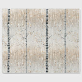 Papier Cadeau Motif de bouleaux d'aquarelle (Plat)