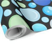 Papier Cadeau motif de boules 3D.01.b Black BG (Coin rond)