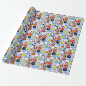 Papier Cadeau Motif de boules de sport Lblue BG (Déroulé)