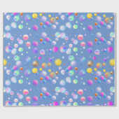 Papier Cadeau motif de boules flottantes 3D. BG LBlue (Plat)
