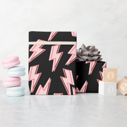 Papier Cadeau Motif de boulons de foudre rose (Baby Shower)