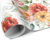 Papier Cadeau Motif de bouquet de fleurs Red Peony (Coin rond)