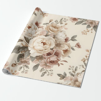 Papier Cadeau Motif de bouquet floral vintage romantique