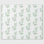 Papier Cadeau Motif de branche d'olive aquarelle (Plat)