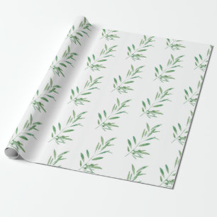 Papier Cadeau Motif de branche d'olivier d'aquarelle