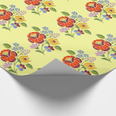 Papier Cadeau Motif de broderie de Kalocsa - art populaire (Coin)