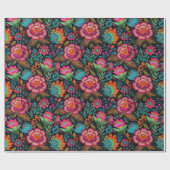 Papier Cadeau Motif de broderie florale (Plat)