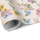 Papier Cadeau Motif de broderie florale BUGS BUNNY™ (Coin rond)