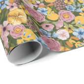 Papier Cadeau Motif de broderie florale TWEETY™ (Coin rond)