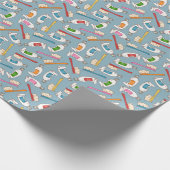 Papier Cadeau Motif de brosse à dents et de pâte dentifrice (Coin)