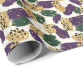 Papier Cadeau Motif de brosses vert violet or (Coin rond)
