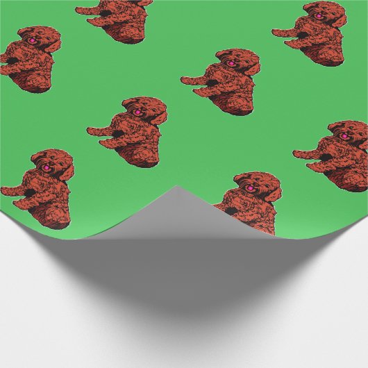 Papier Cadeau Motif de Brown de Labradoodle Livre vert (Coin)