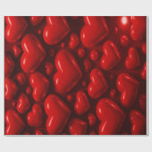 Papier Cadeau Motif de bulle Red Hearts (Plat)
